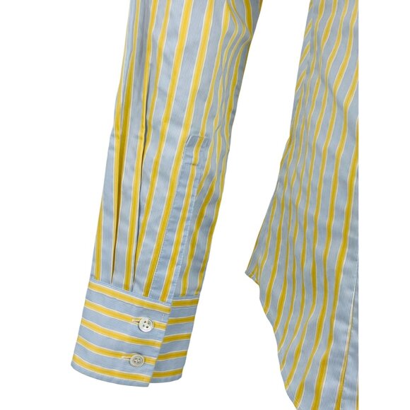 Vintage J.Crew Haberdashery Button-Up Blue & Yellow Striped Shirt - Picture 7 of 11